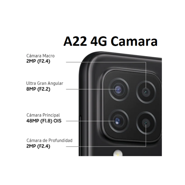 Camara Trasera Gran Angular Para Samsung Galaxy A22 4G / A225 - Imagen 2
