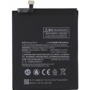 bateria bn31 para xiaomi mi5x / mia1 / redmi note 5a / redmi note 5a primede de 3000mah