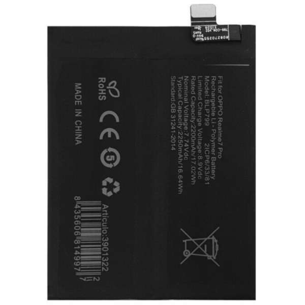 Batería litio BLP811 para OPPO Reno 4SE, Reno 5, Find X3 Lite, 4300mAh