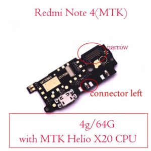 Placa de carga y Microfono para Xiaomi Redmi Note 4 con Conector Estrecho / Metal Izquierda de Version Helio X20 4G