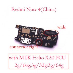 Placa de carga y Microfono para Xiaomi Redmi Note 4 con Conector Ancho / Metal Derecha de Version Helio X20 2G/3G