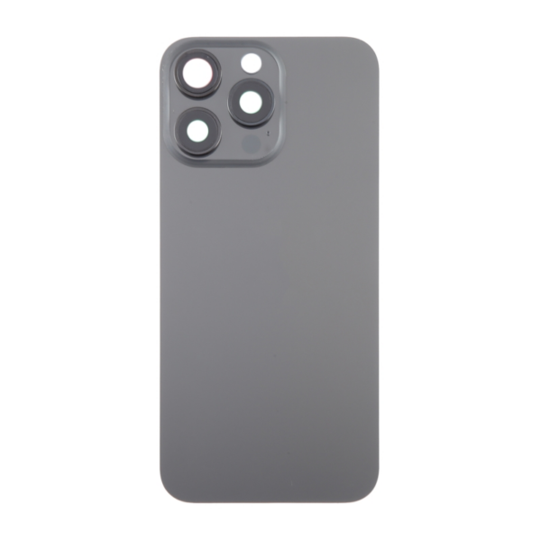 Tapa Trasera Con Lente De Cámara Y Soportes Metálicos Para IPHONE 15 PRO MAX Negro (Calidad Premium)