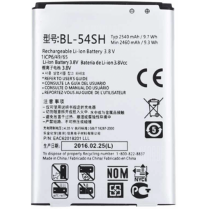 Bateria BL-54SH LG G3 S D722 G3 Mini/ L Bello D331 D335/ L90 D405N/ L80 D373 D380/ Magna H502F / x150 / G4c H525 de 2460mAh