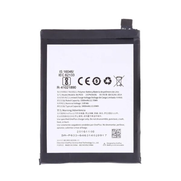 Bateria BLP633 Para Oneplue 3T / One Plus 3T / 1+3T De 3300mAh