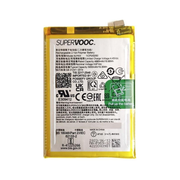 N498 Bateria Litio BLP959 Para Oppo Reno 8T De 4880mAh/18.88Wh