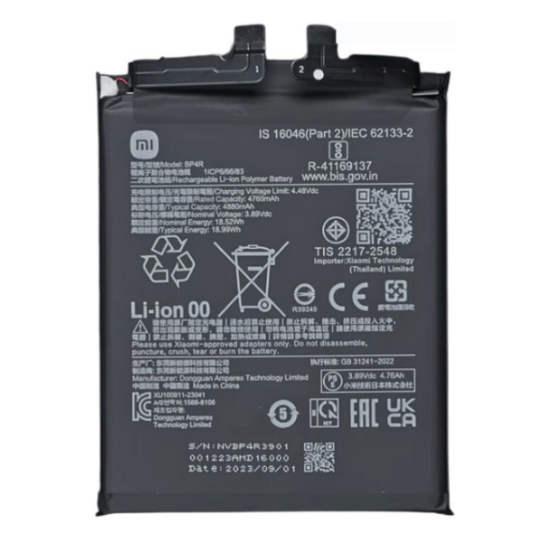 Bateria litio BP4Q Para Xiaomi 14 / 14 5G Capacity 4490mAh -17.38Wh