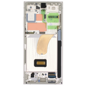 Pantalla Completa Original LCD Y Táctil Con Marco Para Samsung Galaxy S23 Ultra (2023) S918B – CREMA/PLATA
