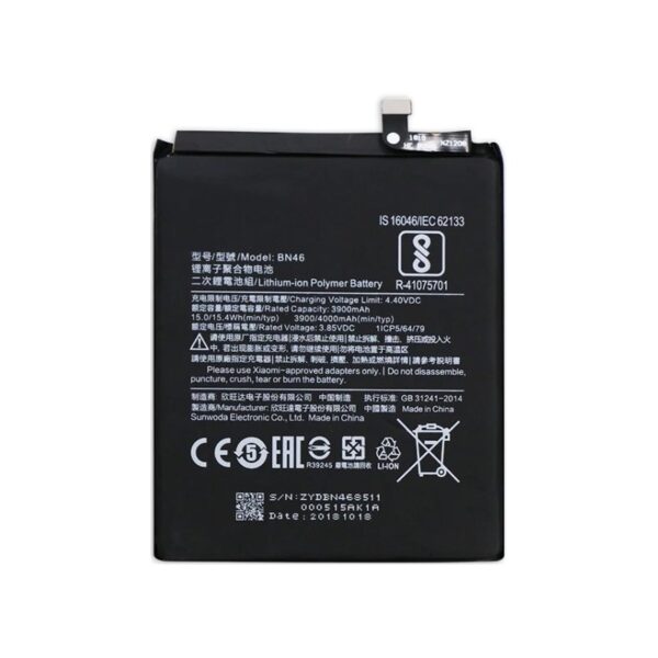 Batería litio BN46 para Xiaomi Redmi  Note 6 / Redmi 7 / Note 8 / Note 8T / De 3900mAh SIN LOGO