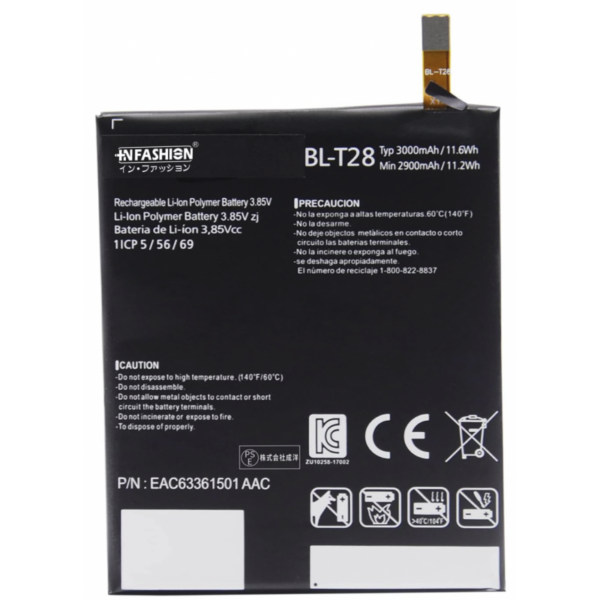 Bateria BL-T28 para LG Q8 H970 EAC63361501 de 3000 mAh