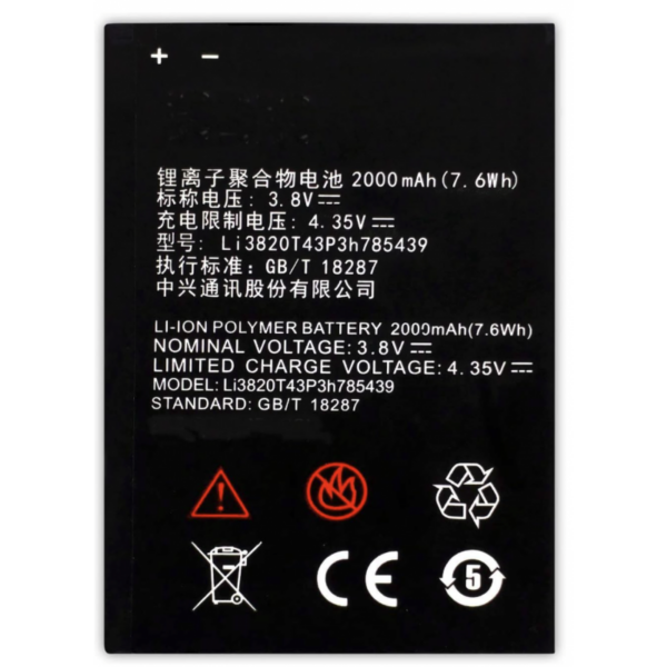 Bateria Li3820T43P3h785439 para ZTE Blade L3 de 2000mAh