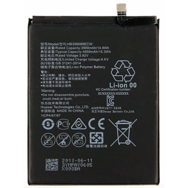 Bateria HB396689ECW Para HUAWEI MATE 9 / MATE 9 PRO / Y7 PRIME / Y7 2017 / Y9 2018 / Y7 2019/y9 2019 / De 3900mAh SIN LOGO