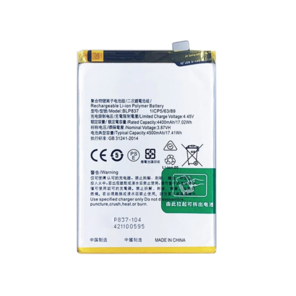 Bateria Litio BLP837 Para  Realme 9 Pro Plus 5G (RMX3392 RMX3393) De 4500mAh