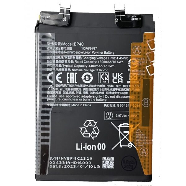 Bateria Litio BP4C Para Xiaomi Redmi Note 11T Pro Plus de 4400mAh
