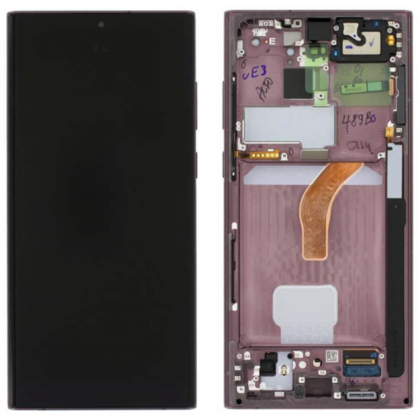 Pantalla Completa Original Con Marco Para Samsung Galaxy S22 Ultra 5G / S908 burgundy (VIOLETA)