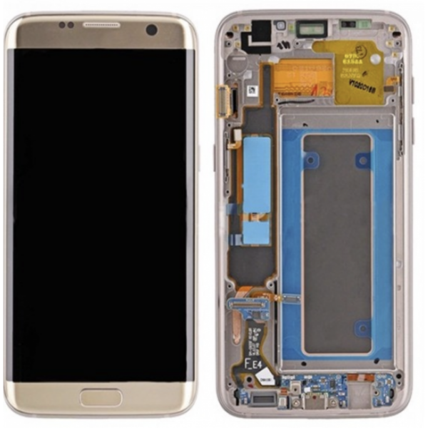 Pantalla Completa Original LCD Y Táctil Con Marco Para Samsung Galaxy S7 Edge G935f (ORO) REPARADA