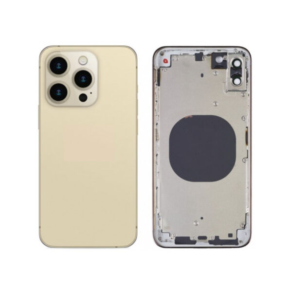 Chasis De Pantalla / Tapa Con Marco Con Lente De Camara Para IPhone 14 Pro Oro (Calidad Premium)