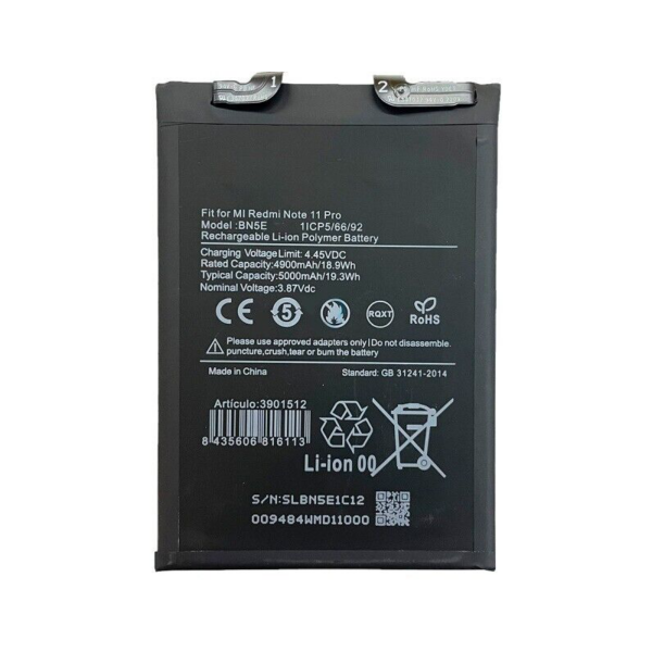 Bateria Litio BN5E Para REDMI NOTE 11 PRO 5G / Poco X4 Pro 5G de 5000mah