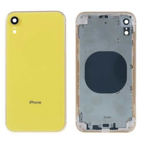 Chasis De Pantalla / Marco Medio / Carcasa Central Con Tapa Trasera para iPhone XR Amarillo (Calidad Premium)