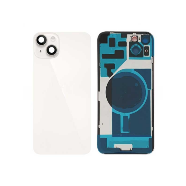 Tapa Trasera Con Lente De Cámara Y Soportes Metálicos Para IPhone 14 Plus Blanco (Calidad Premium)