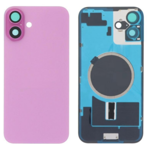 Tapa Trasera Con Soporte Metal Y Lente para iPhone 16 plus Rosa (Calidad Premium)