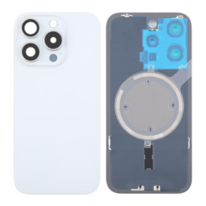 Tapa Trasera Con Soporte Metal Y Lente para iPhone 16 Pro Blanco (Calidad Premium)
