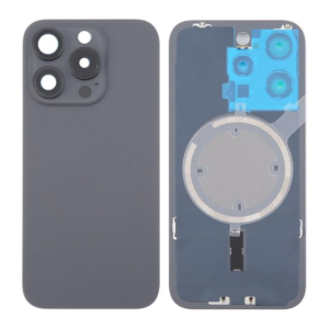Tapa Trasera Con Soporte Metal Y Lente para iPhone 16 Pro Negro (Calidad Premium)